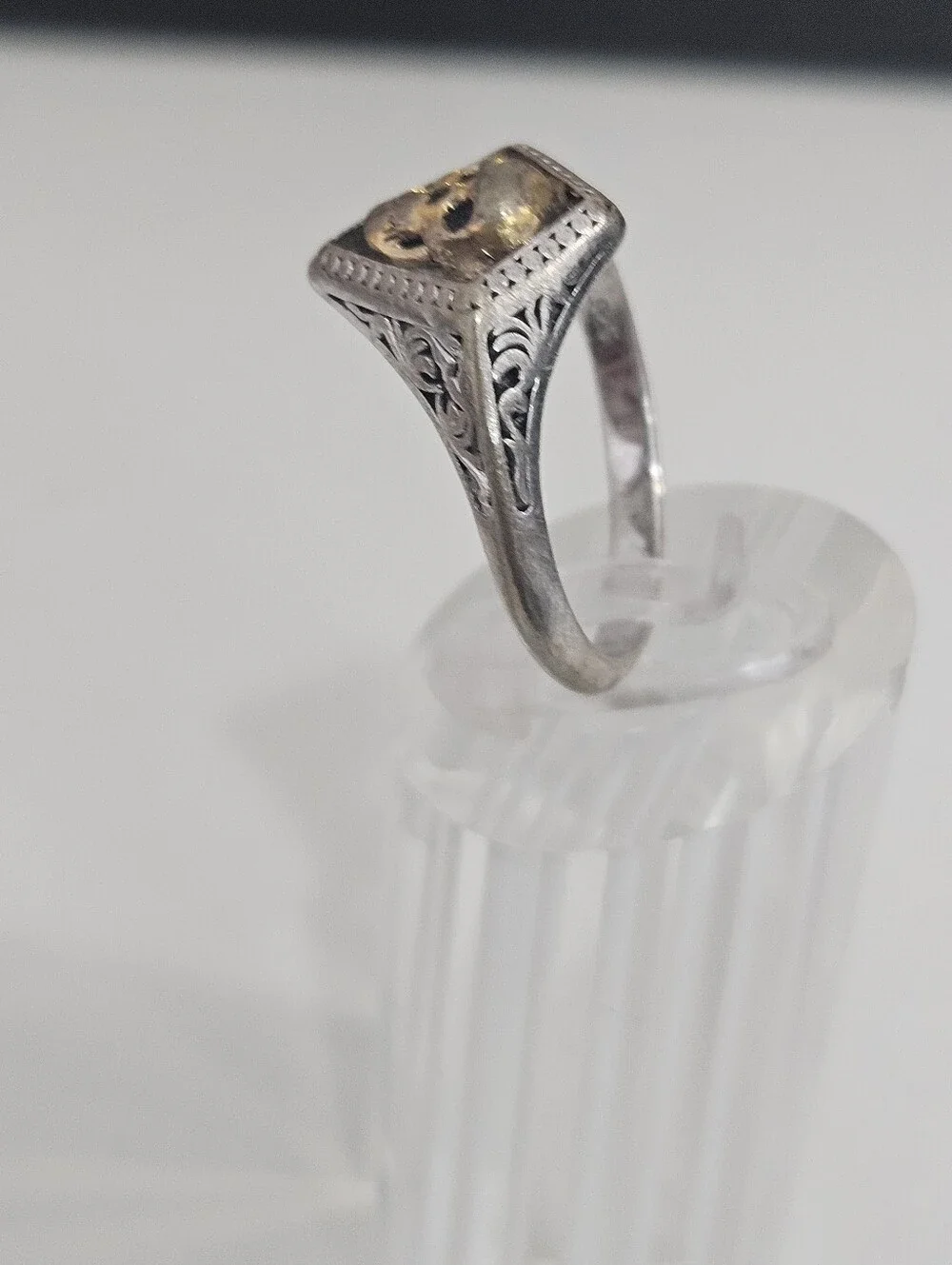 Effy 925 Skull Two Tone Gold + Sterling Silver Ring Size 10 US